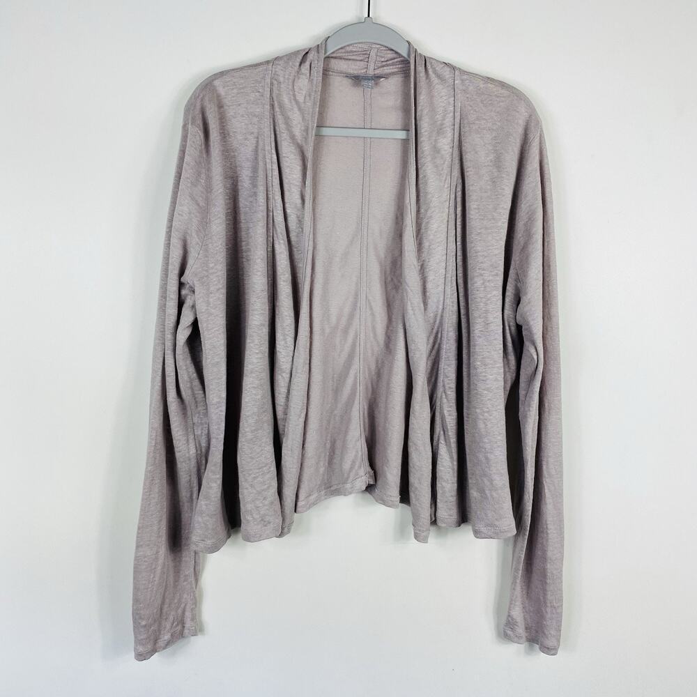 Pure Collection Cardigan Women's 18 Beige 100% Linen Topper Sweater